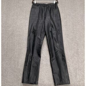 Daniel Phillipe Pants Women‎ 12 Black Leather High Rise Straight Leg VTG